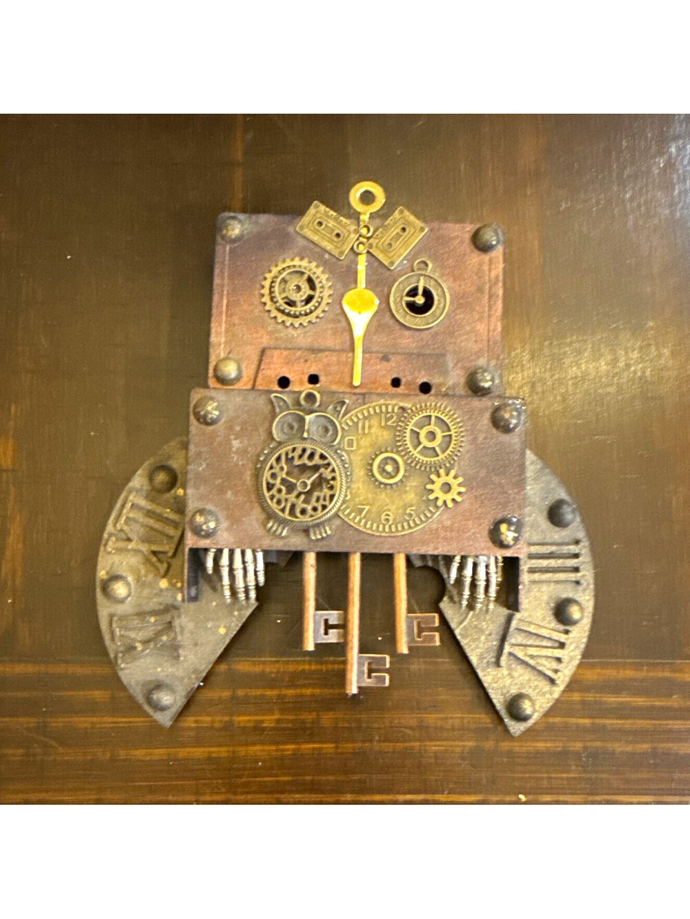 Steampunk Owl Hanging Art Piece
